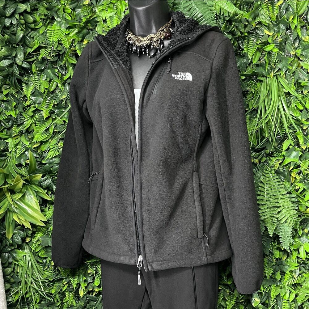 THE NORTH FACE Jacket Women Small Black Fleece Full Zip‎ Fur Lined 2086